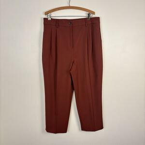 ANTONIO MELANI Pants Womens 14 Brown High Waisted Pleated Dress Pants Cropped